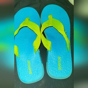 Avenue Aqua and Lime Flip Flops